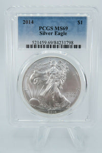 2014 PCGS MS69 American Silver Eagle Bullion Dollar Business Strike 1 oz
