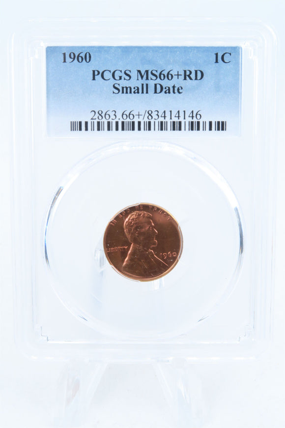 1960-P PCGS MS66+RD Small Date Lincoln Memorial Cent Business Strike 1C