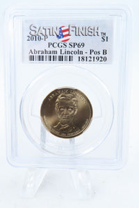 2010-P PCGS SP69 Abraham Lincoln Pos B Satin Finish Presdential Dollar