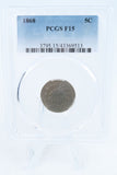 1868-P PCGS F15 Shield Nickel Business Strike 5C
