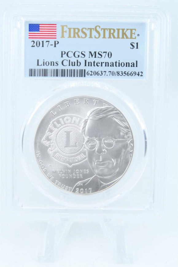 2017-P PCGS MS70 Lions Cub International Silver Modern Commemorative Dollar