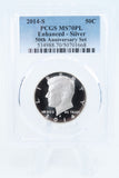 2014-S PCGS MS70PL Enhanced Silver 50th Anniversary Set Kennedy Half Dollar 50C