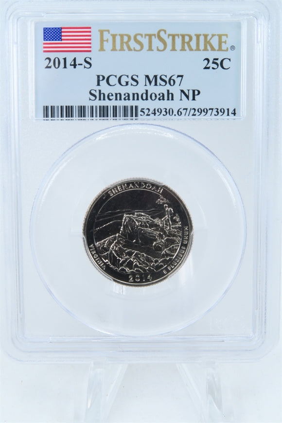 2014-S PCGS MS67 Shenandoah NP Quarter Business Strike 25C