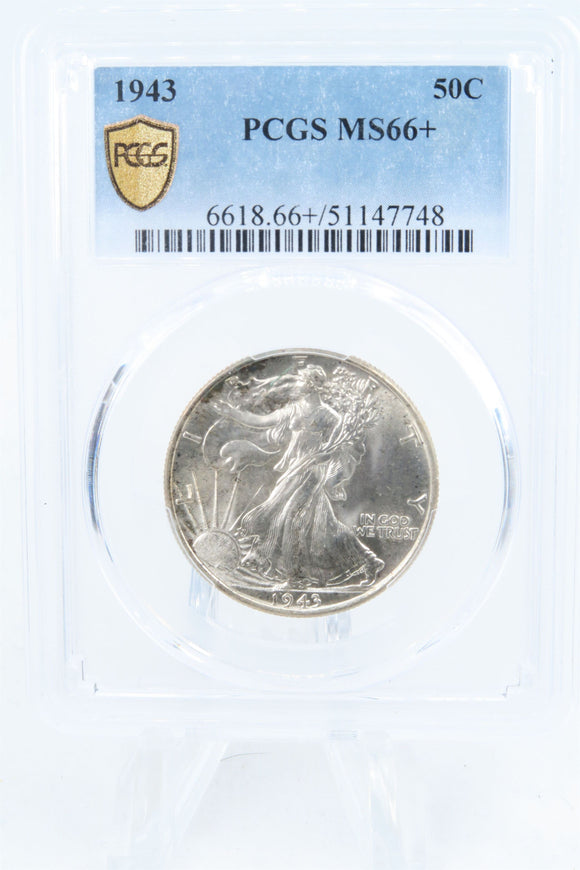 1943-P PCGS MS66+ Walking Liberty Half Dollar Business Strike 50C