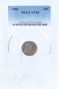 1890-P PCGS VF20 Liberty Seated Dime Business Strike 10C