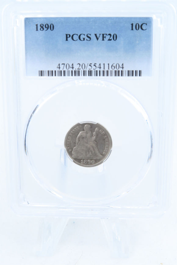 1890-P PCGS VF20 Liberty Seated Dime Business Strike 10C
