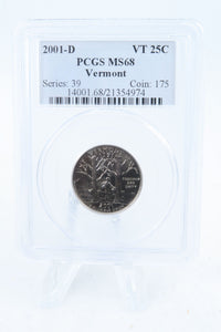 2001-D PCGS MS68 Vermont State Quarter Business Strike 25C