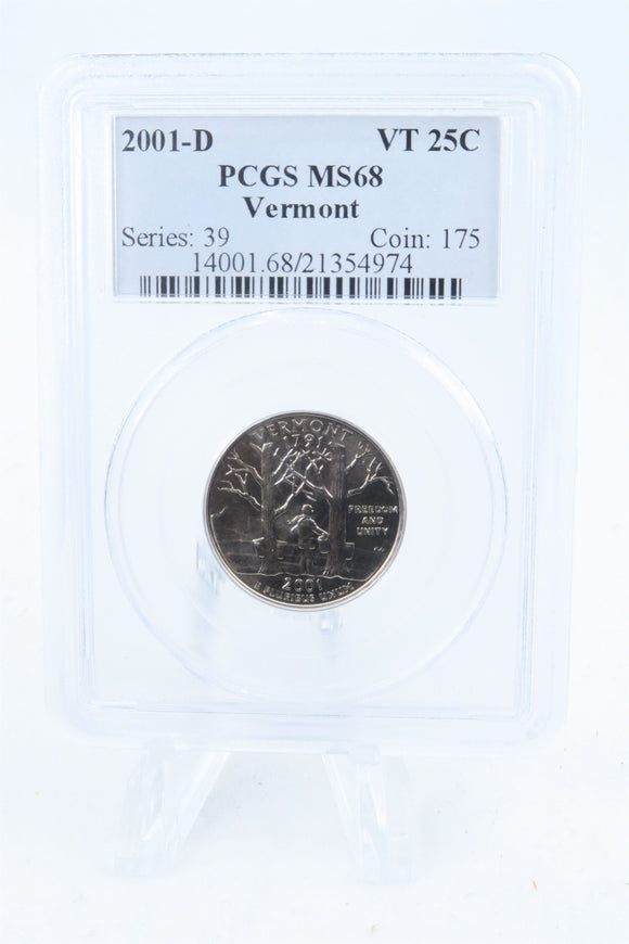 2001-D PCGS MS68 Vermont State Quarter Business Strike 25C