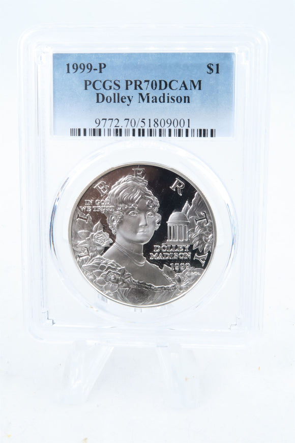 1999-P PCGS PR70DCAM Dolley Madison Silver Modern Commemorative Dollar Proof