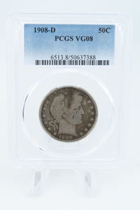 1908-D PCGS VG08 Barber Half Dollar Business Strike 50C