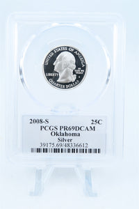 2008-S PCGS PR69DCAM Silver Oklahoma State Quarter Proof 25C