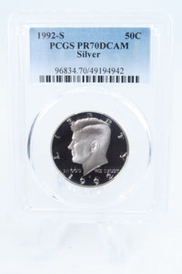 1992-S PCGS PR70DCAM Silver Kennedy Half Dollar Proof 50C