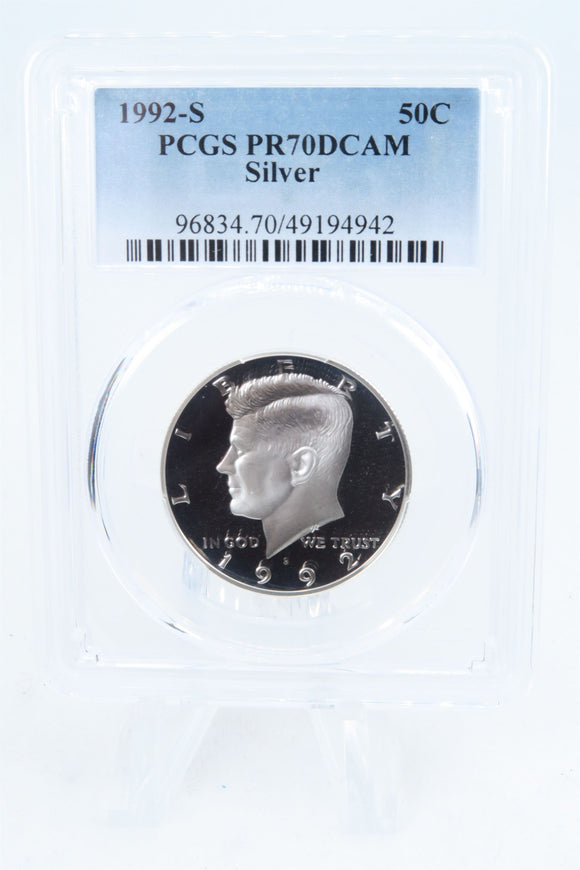 1992-S PCGS PR70DCAM Silver Kennedy Half Dollar Proof 50C