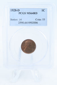 1928-D PCGS MS64RD Lincoln Wheat Cent Business Strike 1C