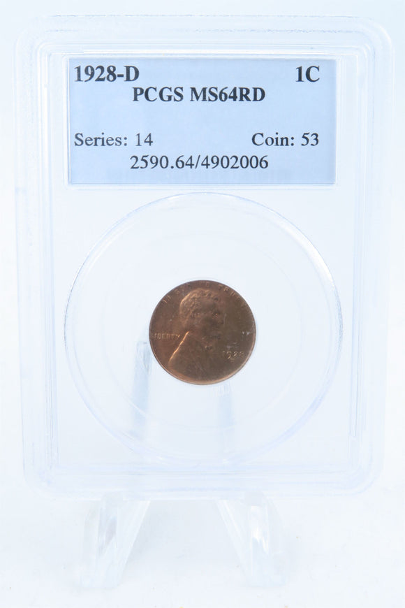 1928-D PCGS MS64RD Lincoln Wheat Cent Business Strike 1C