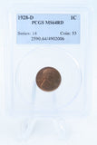 1928-D PCGS MS64RD Lincoln Wheat Cent Business Strike 1C