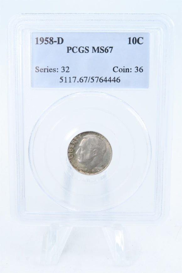 1958-D PCGS MS67 Roosevelt Dime Business Strike 10C