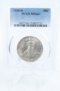 1939-D PCGS MS66+ Walking Liberty Half Dollar Business Strike 50C