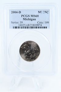 2004-D PCGS MS68 Michigan State Quarter Business Strike 25C