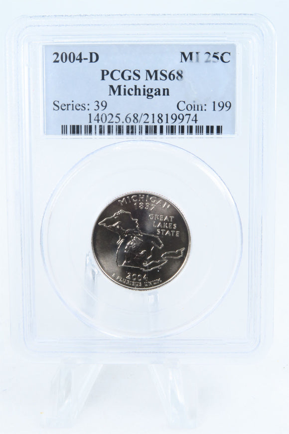 2004-D PCGS MS68 Michigan State Quarter Business Strike 25C