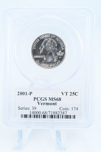 2001-P PCGS MS68 Vermont State Quarter Business Strike 25C