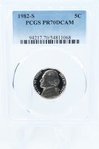 1982-S PCGS PR70DCAM Jefferson Nickel Proof 5C