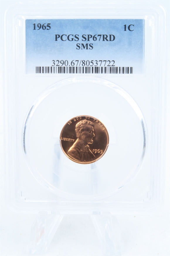 1965-P PCGS SP67RD SMS Lincoln Cent 1C