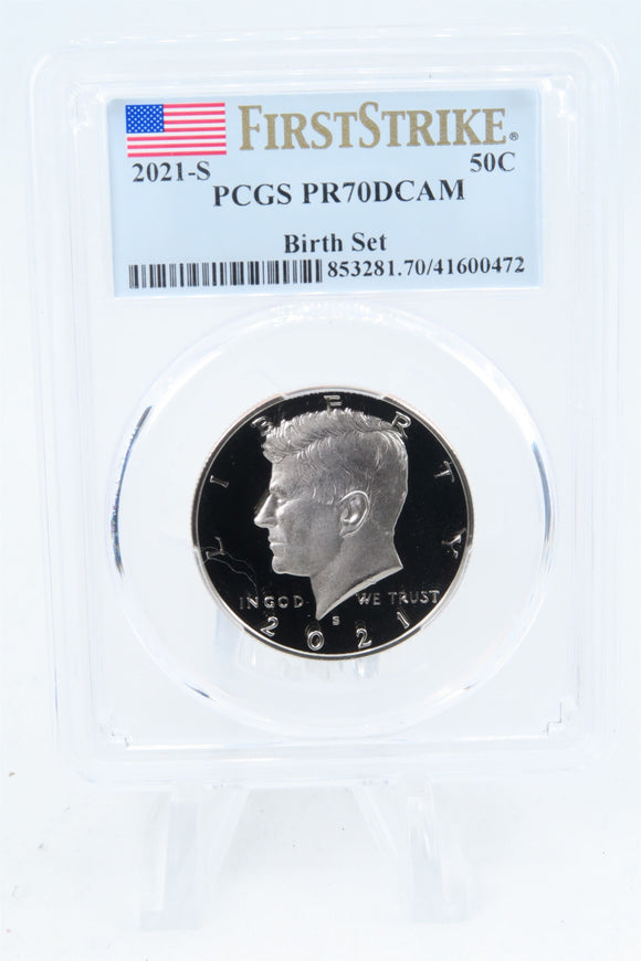 2021-S PCGS PR70DCAM Birth Set First Strike Kennedy Half Dollar Proof 50C