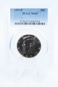 1991-P PCGS MS67 Kennedy Half Dollar Business Strike 50C