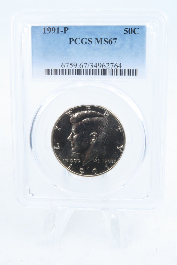1991-P PCGS MS67 Kennedy Half Dollar Business Strike 50C