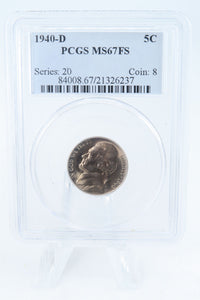 1940-D PCGS MS67FS Jefferson Nickel Full Steps Business Strike 5C