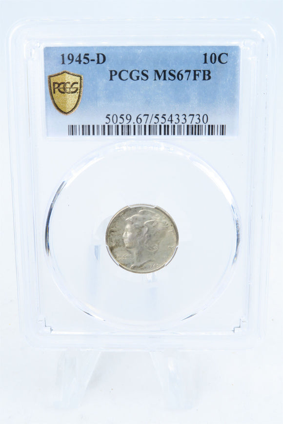 1945-D PCGS MS67FB Mercury Dime Business Strike 10C