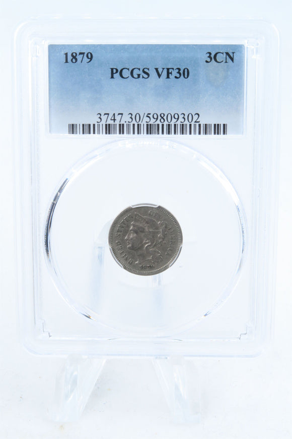 1879-P PCGS VF30 Three (3) Cent Nickel Business Strike 3CN