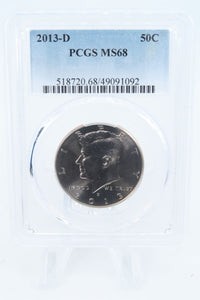 2013-D PCGS MS68 Kennedy Half Dollar Business Strike 50C