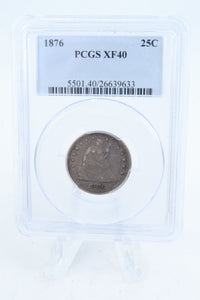 1876-P PCGS XF40 Liberty Seated Quarter Business Strike 25C