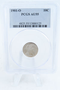 1901-O PCGS AU55 Barber Dime Business Strike 10C