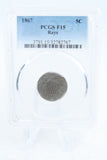1867-P PCGS F15 Shield Nickel Business Strike 5C