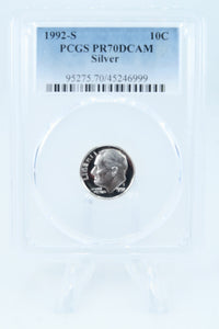 1992-S PCGS PR70DCAM Silver Roosevelt Dime Proof 10C