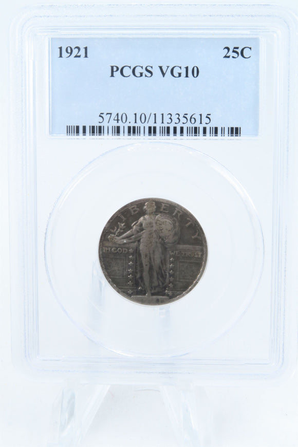1921-P PCGS VG10 Standling Liberty Quarter Business Strike 25C
