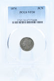 1874-P PCGS VF30 Three (3) Cent Nickel Business Strike 3CN