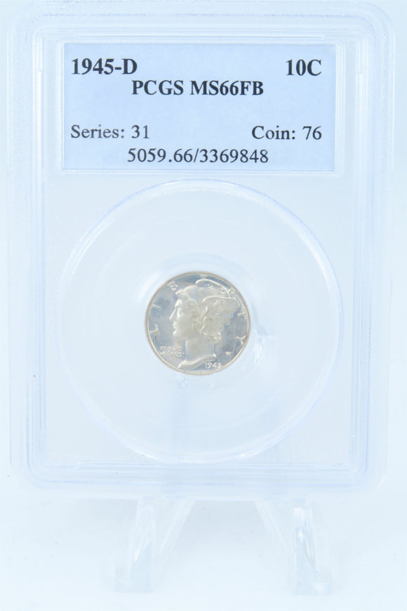 1945-D PCGS MS66FB Mercury Dime Business Strike 10C