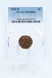 1939-D PCGS MS66RD Lincoln Wheat Cent Business Strike 1C