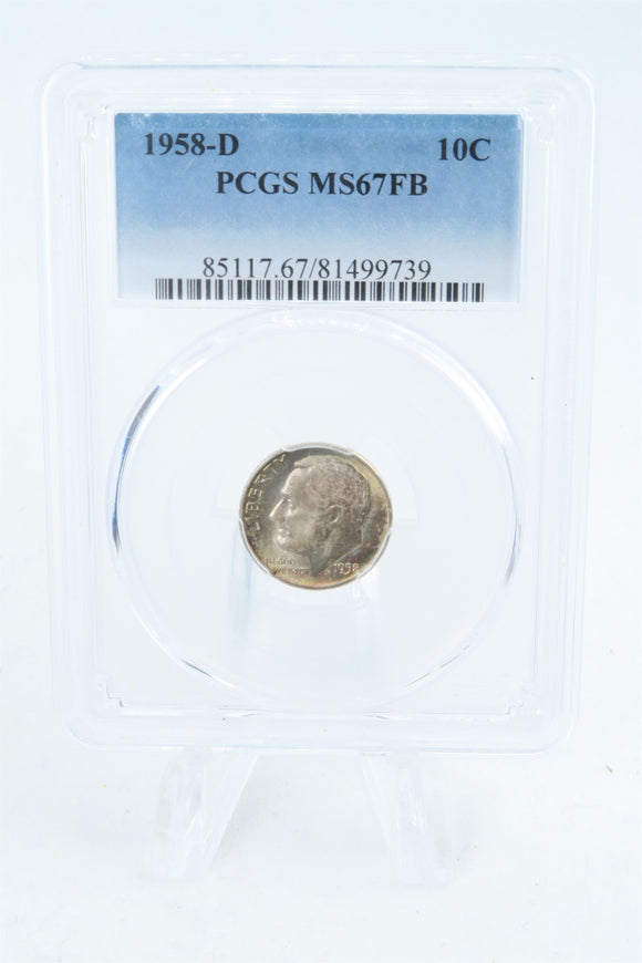 1958-D PCGS MS67FB Roosevelt Dime Business Strike 10C