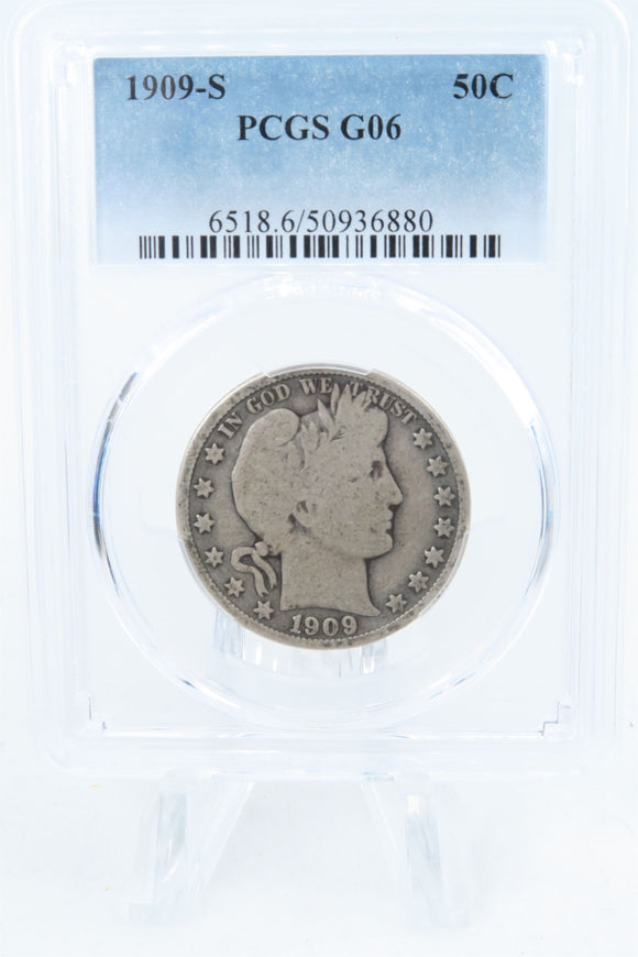 1909-S PCGS G06 Barber Half Dollar Business Strike 50C