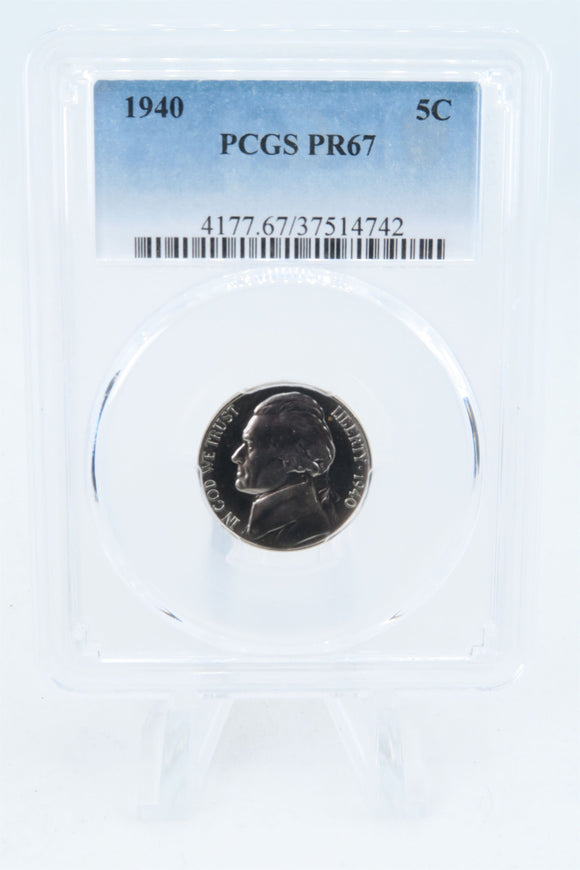 1940-P PCGS PR67 Reverse Of 1940 Jefferson Nickel Proof 5C