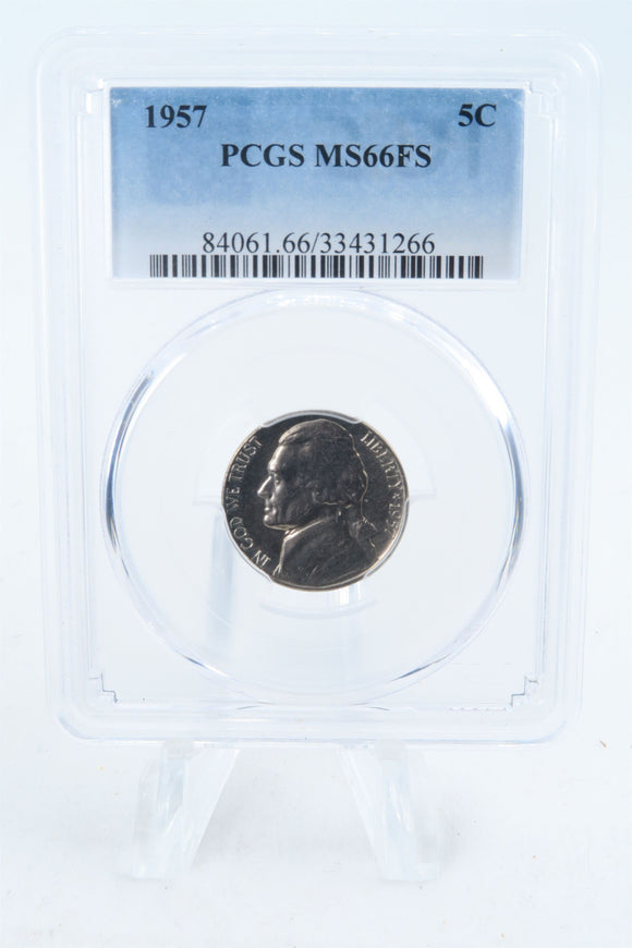 1957-P PCGS MS66FS Jefferson Nickel Full Steps Business Strike 5C