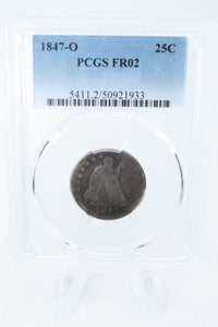 1847-O PCGS FR02 Liberty Seated Quarter Business Strike 25C