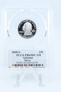 2008-S PCGS PR69DCAM Silver Arizona State Quarter Proof 25C