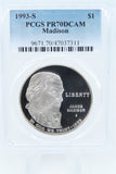 1993-S PCGS PR70DCAM Madison Silver Modern Commemorative Dollar Proof