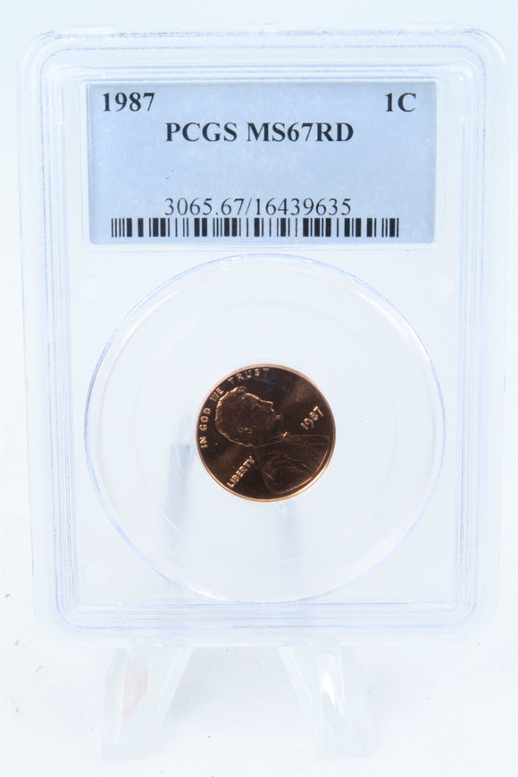 1987-P PCGS MS67RD Lincoln Memorial Cent Business Strike 1C